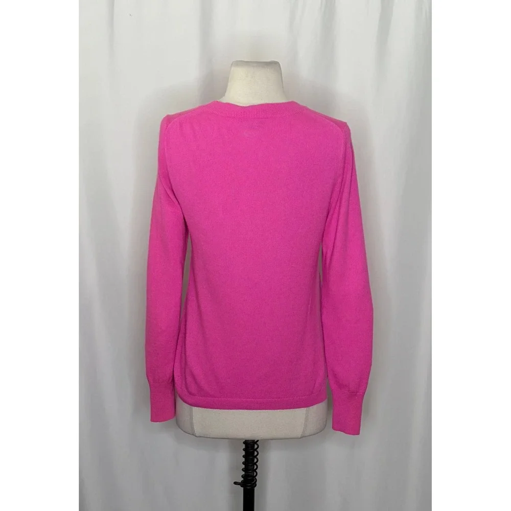 J. CREW Cashmere Slim Fit Crewneck Sweater Solid Neon Fuchsia Pink Knit Small